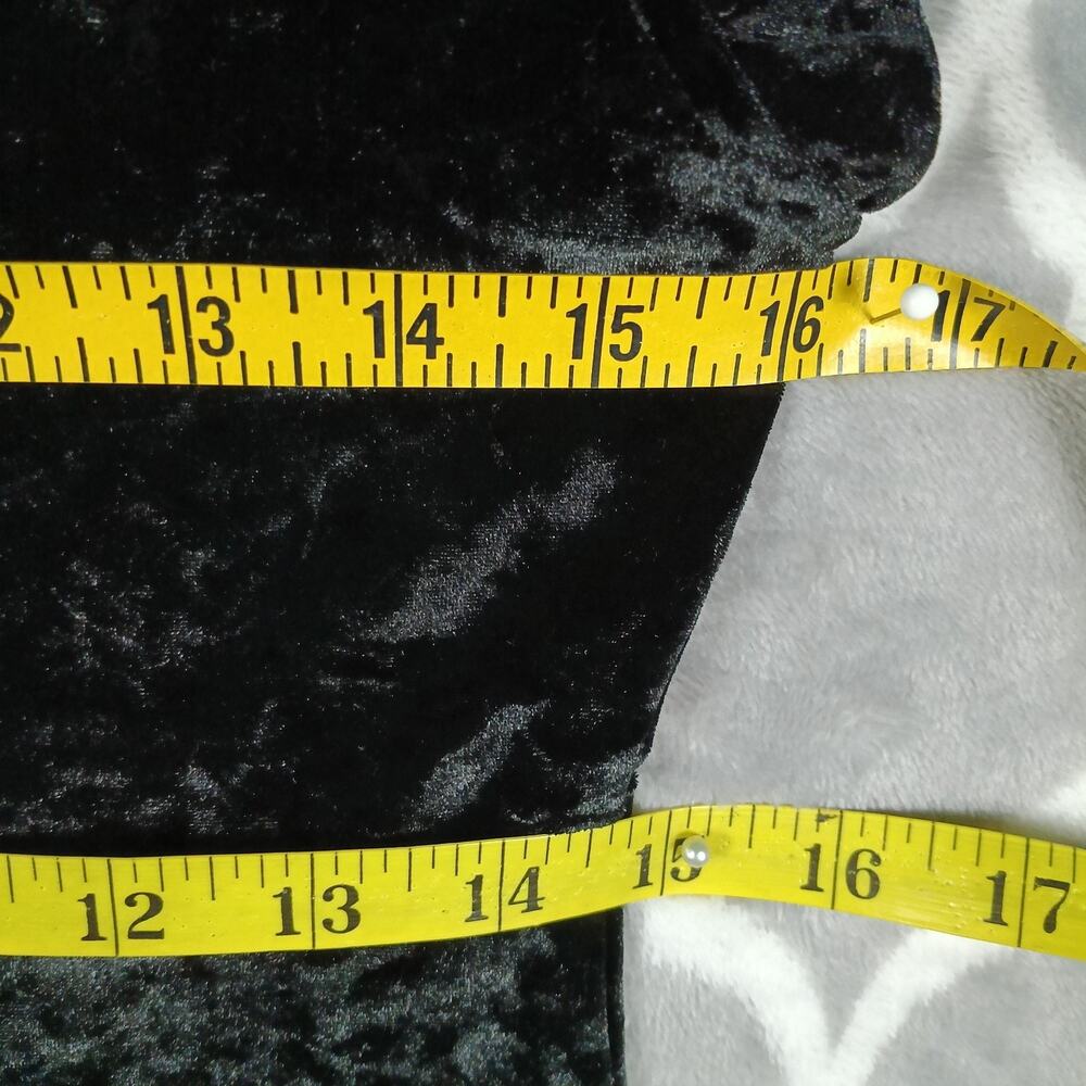 Storia Dress Women Size Medium Black Crushed Velvet Goth Lace Ruffle Deep V - Picture 6 of 10